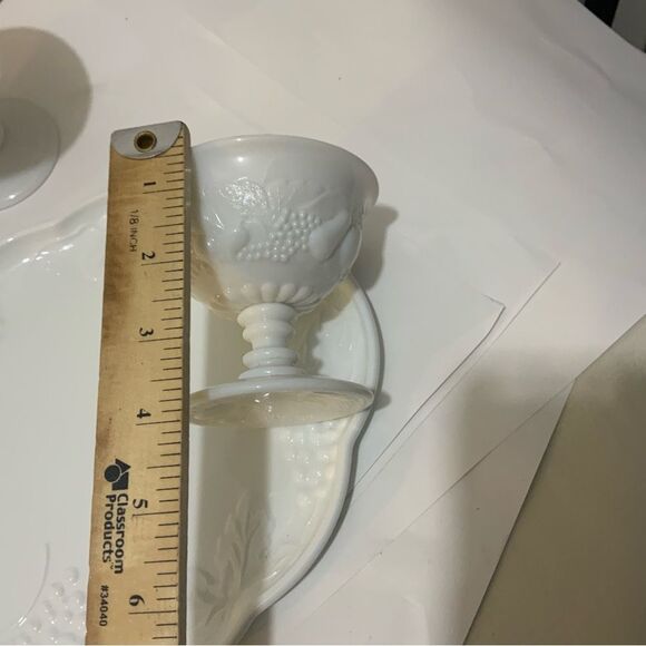 Indiana Glass Colony Harvest Milk 3 footed Glasses Plate Set of 4 plates  (7 Pc) - Picture 9 of 9